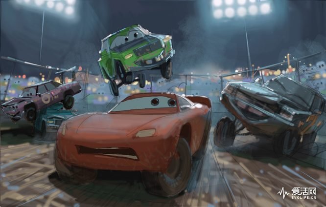 CARS 3 (Pictured) - Concept art by Production Designer Bill Cone. ©2017 Disney•Pixar. All Rights Reseved.